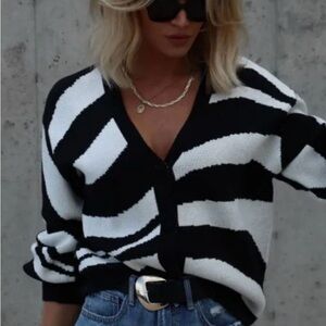 Black and White Zebra Striped Women's Sweater